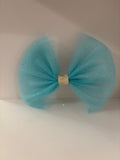 Large Sparkly Blue Tulle Bow