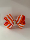 Orange & White striped bow