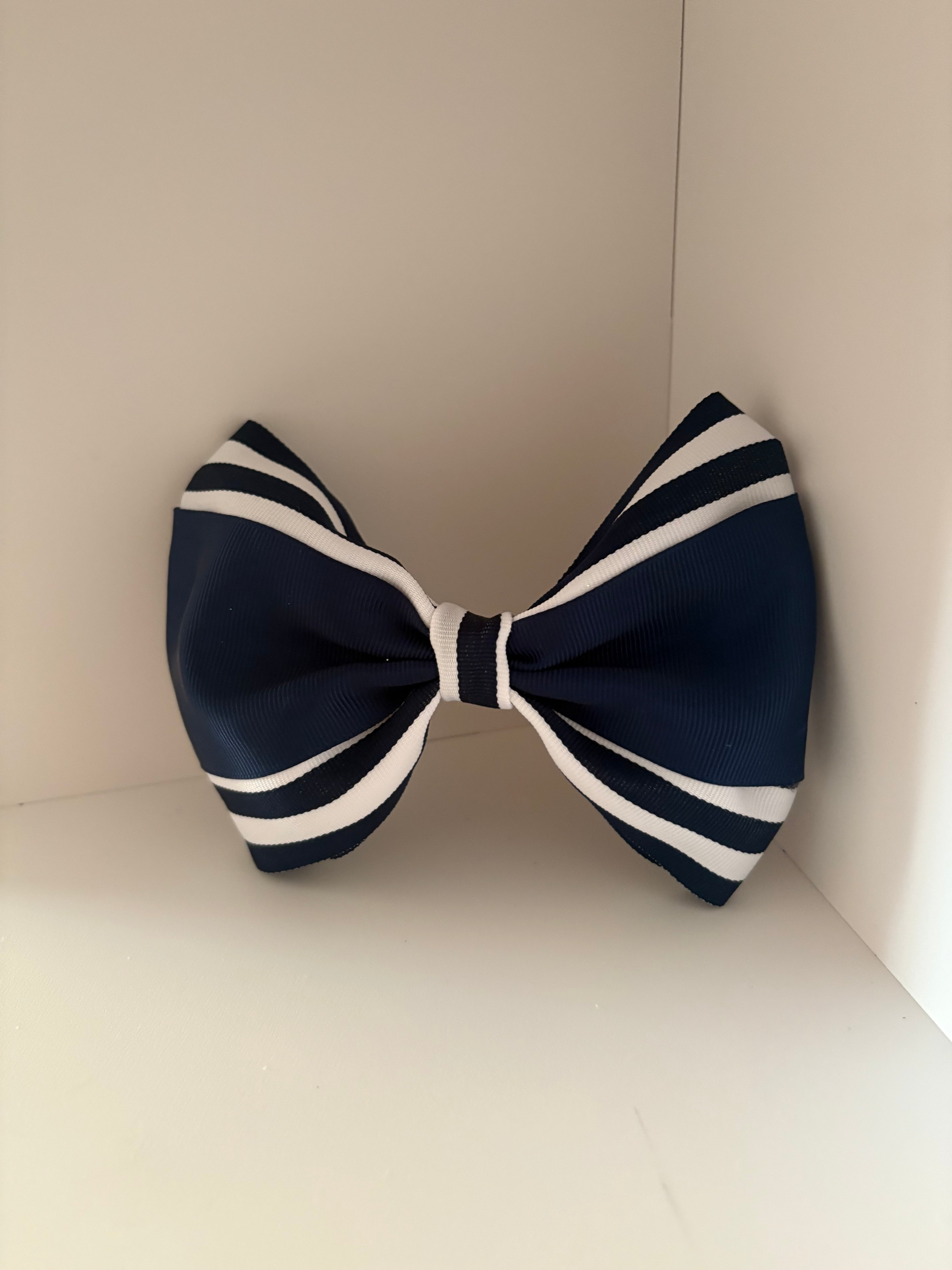 Navy and White Medium Bow