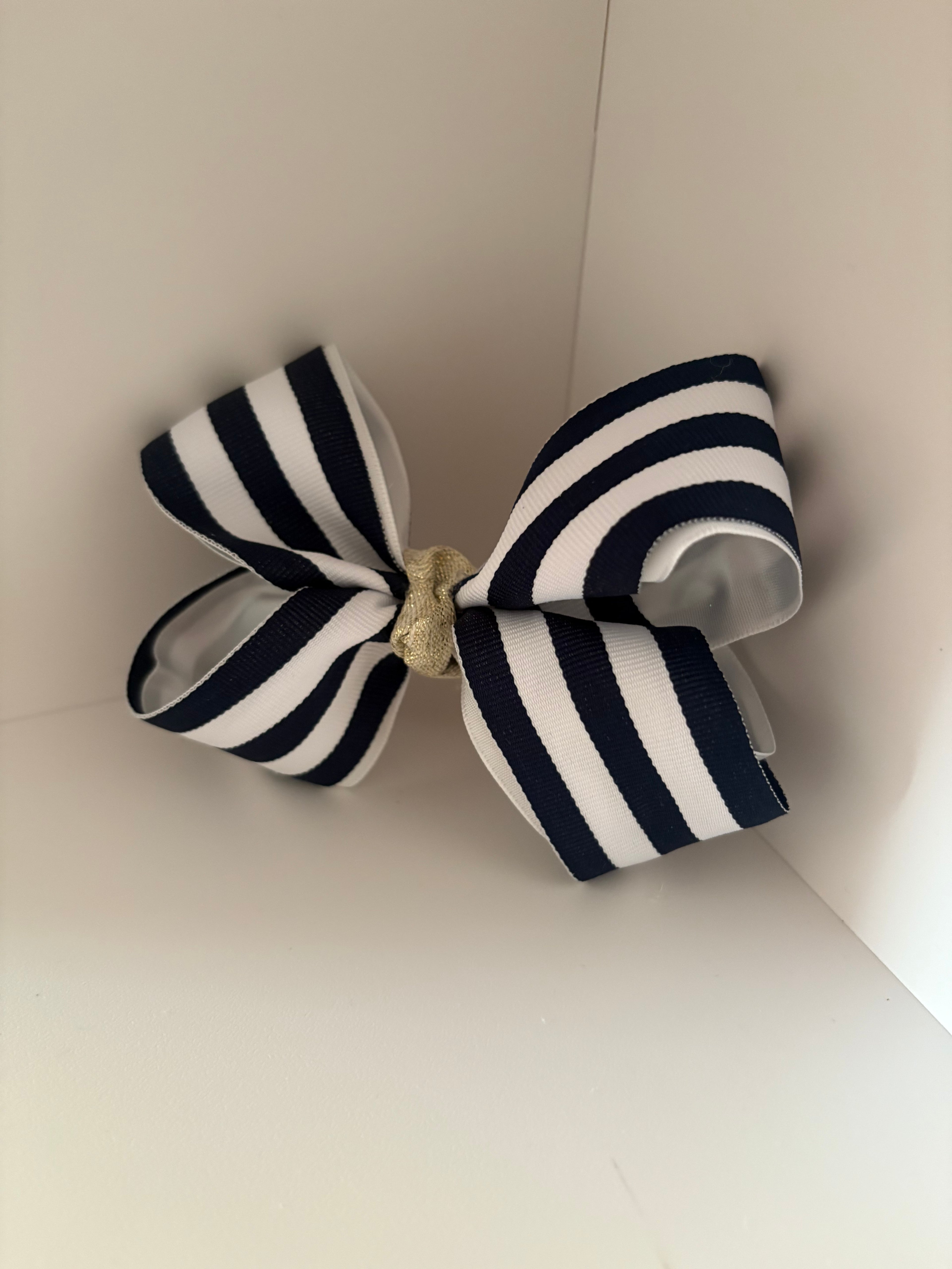 Navy and white medium bow