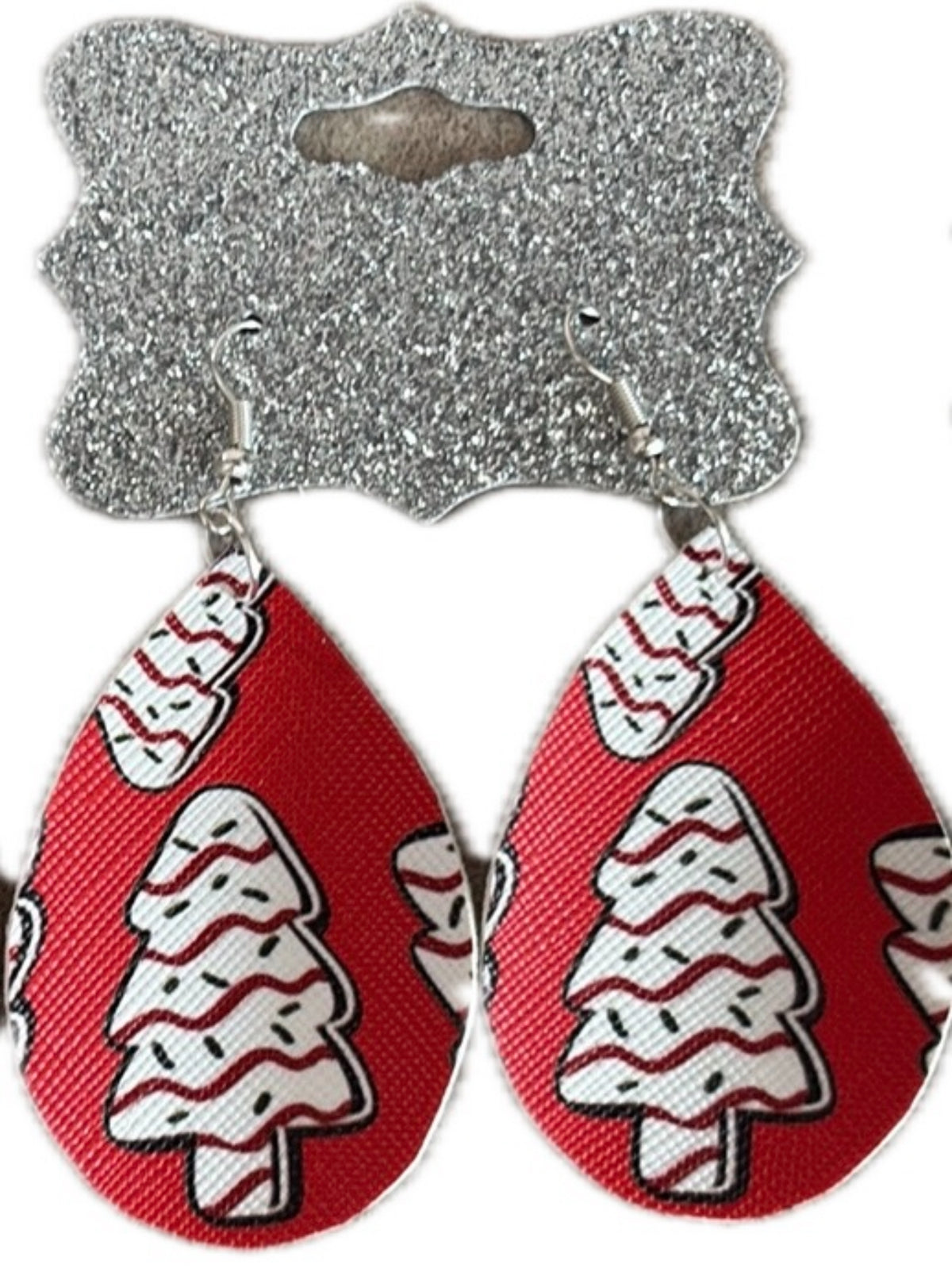 Large Christmas Tree Cake Earrings