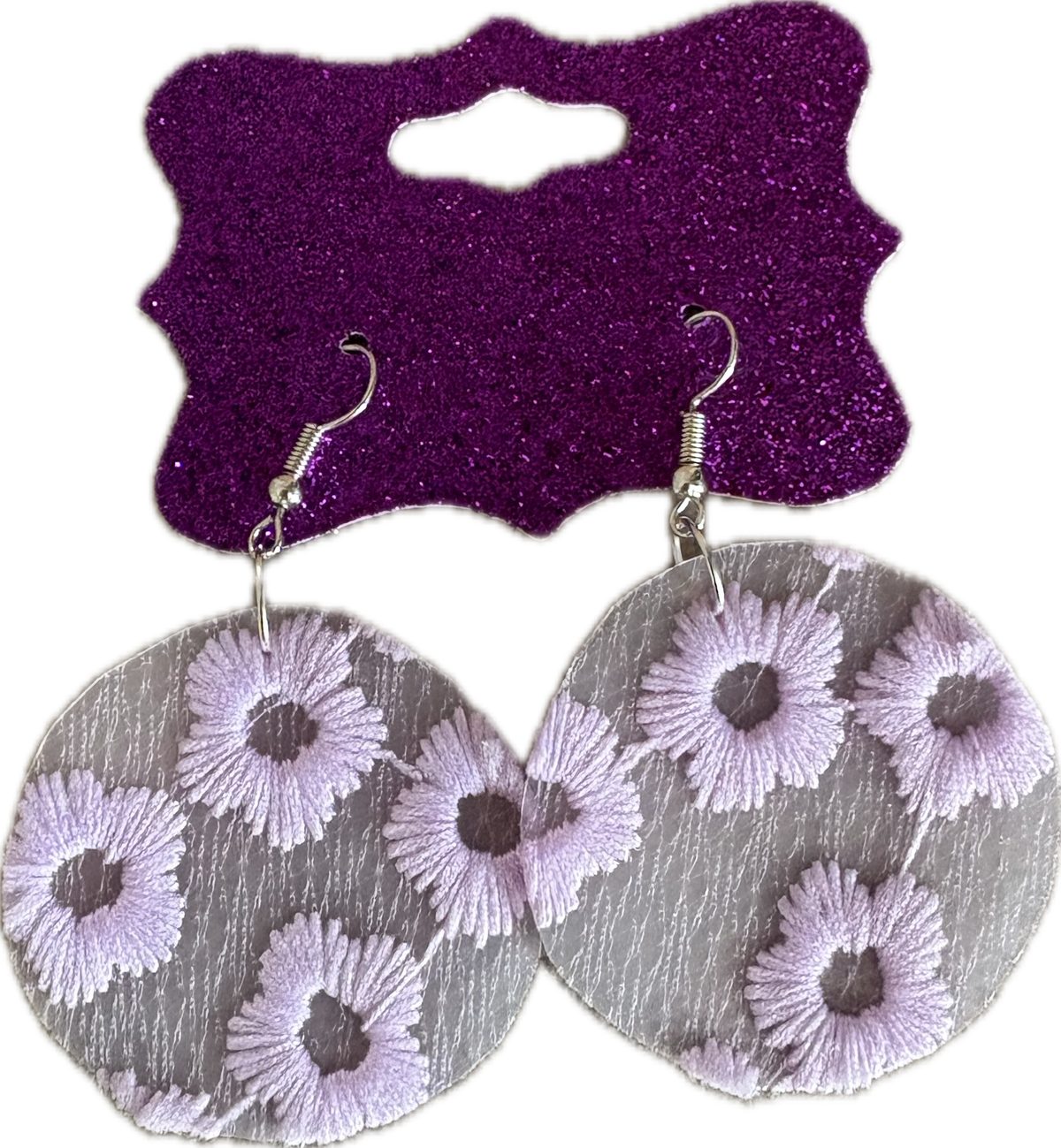 Medium Purple Flower Earrings